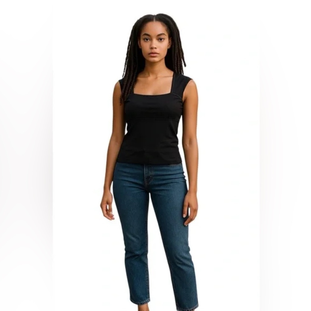 J.Crew Square-neck cap-sleeve top in stretch cotton blend